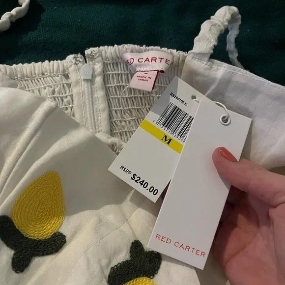 NWT Red Carter white lemon bustier dress Bloomingdale’s size M - Picture 7 of 8